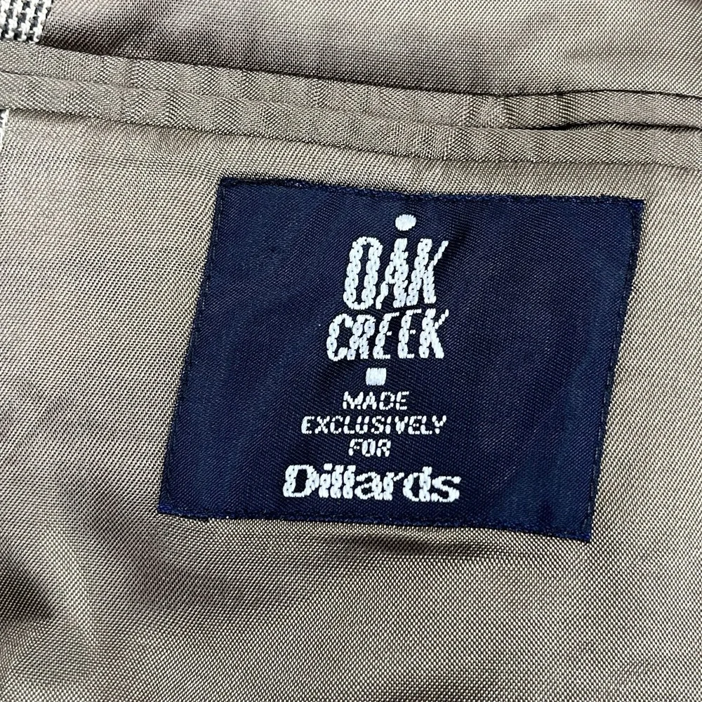 Vintage Oak Creek Sport Coat Mens 44R Beige Wool Houndstooth‎ Blazer USA MADE